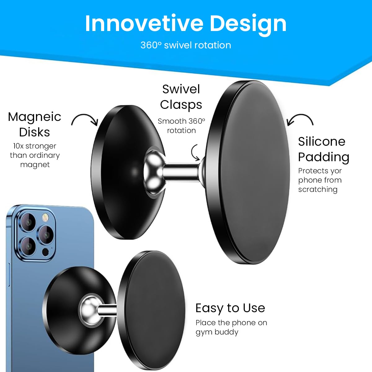 ZORBES® Magnetic Phone Holder for MagSafe Magnetic Phone Holder 360 Degree Rotatable Design Gym Magnetic Phone Holder Self Adhesive Wall Phone Holder Metal Countertop Magnetic Phone Holder ZORBES® Magnetic Phone Holder for MagSafe Magnetic Phone Holder 360 Degree Rotatable Design Gym Magnetic Phone Holder Self Adhesive Wall Phone Holder Metal Countertop Magnetic Phone Holder